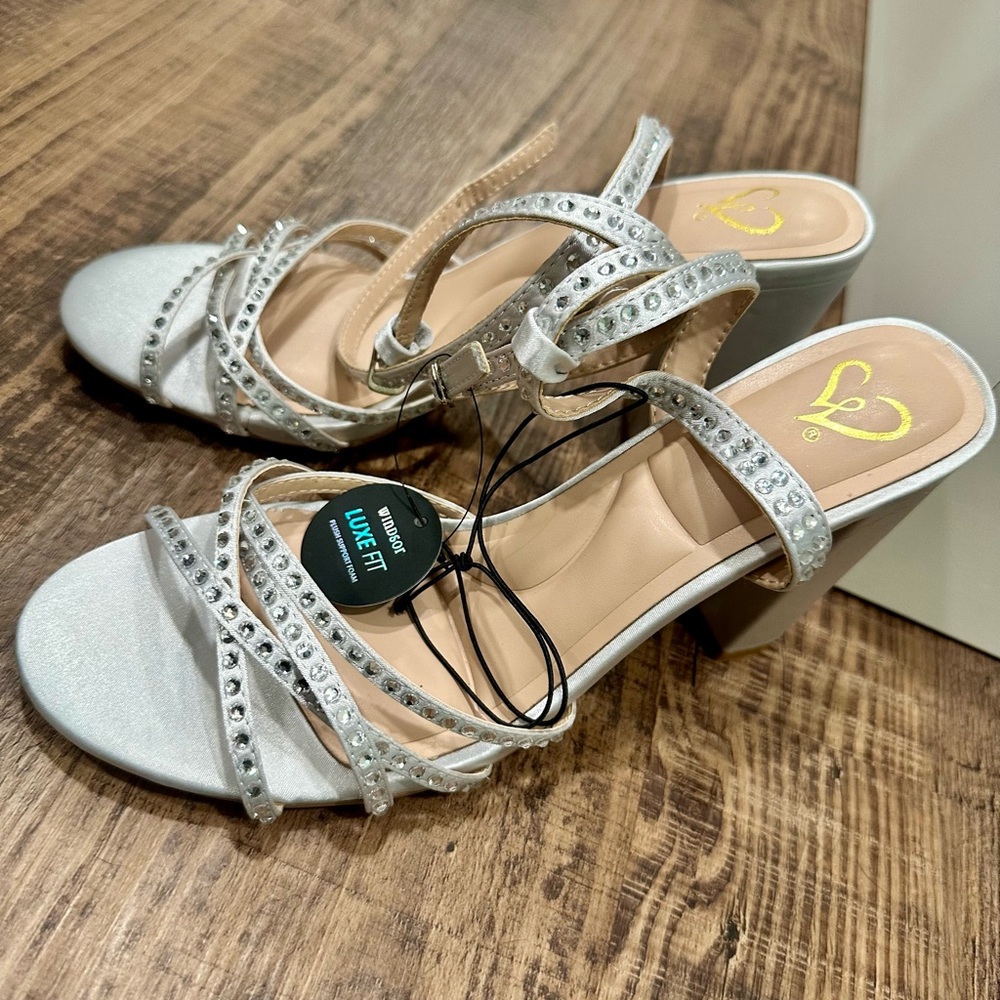 Windsor Silver Strappy Heels